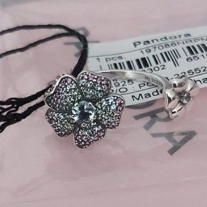 AUTHENTIC PANDORA STERLING SILVER *RETIRED* Glorious Blooms Ring 197086NRPMX-56